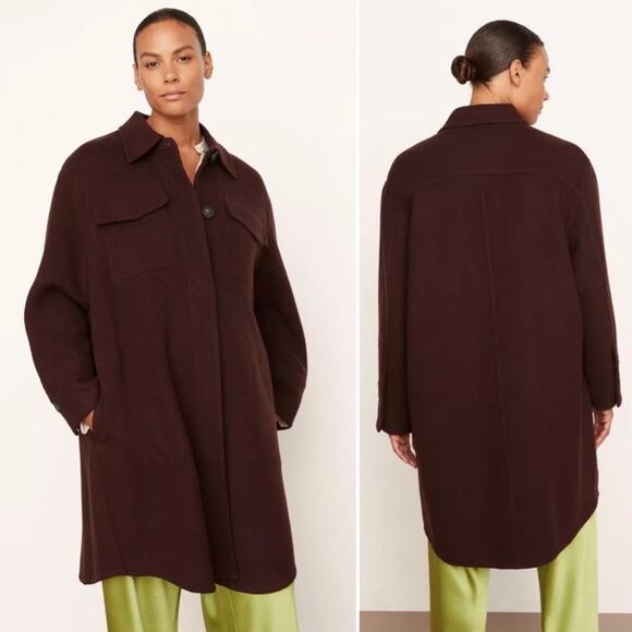 NWT Vince Chocolate Brown Brushed Wool Shirt Coat - Picture 1 of 4